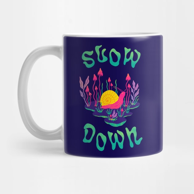 Slow Down trippy shrooms illustration. Mushroom art by WeirdyTales